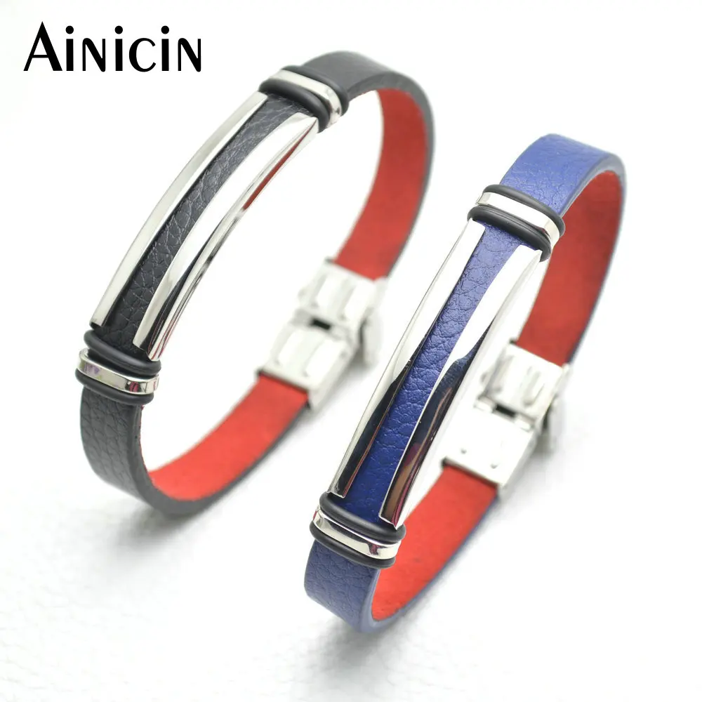 5pcs 10mm Wide Blue Black Color Genuine Leather With Stainless Steel Charms Bracelets Fashion Men Jewelry Birthday Gift
5pcs 10mm Wide Blue Black Color Genuine Leather With Stainless Steel Charms Bracelets Fashion Men Jewelry Birthday Gift
