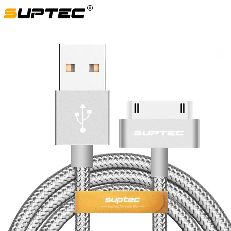 

Suptec 30 Pin USB Cable for iPhone 4s 4 Metal Plug Nylon Braided Wire Charger Cable 2.4A Fast Charging Data Sync Cord for iPad 2