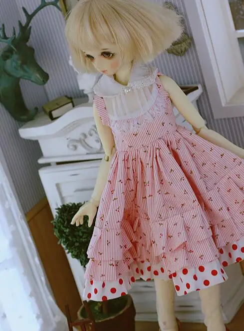 New 1/3 1/4 1/6 SD MSD YOSD BJD Doll Clothes pink Wave point Girl Dress/Skirt/Suit | Игрушки и хобби