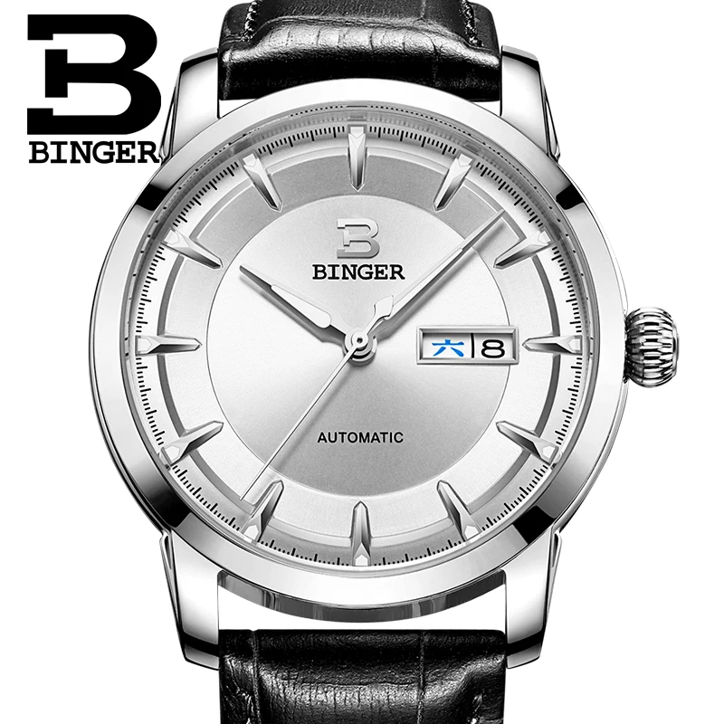 Фото Швейцарские часы для мужчин люксовый бренд Бингер Бизнес механические наручные