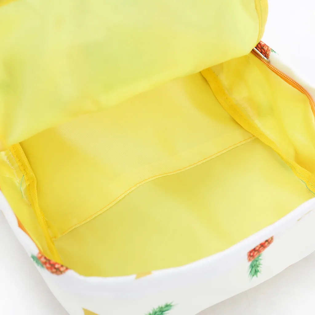 Рюкзак женские Мода Pineappl Печать холщовый рюкзак для путешествий Черный Белый