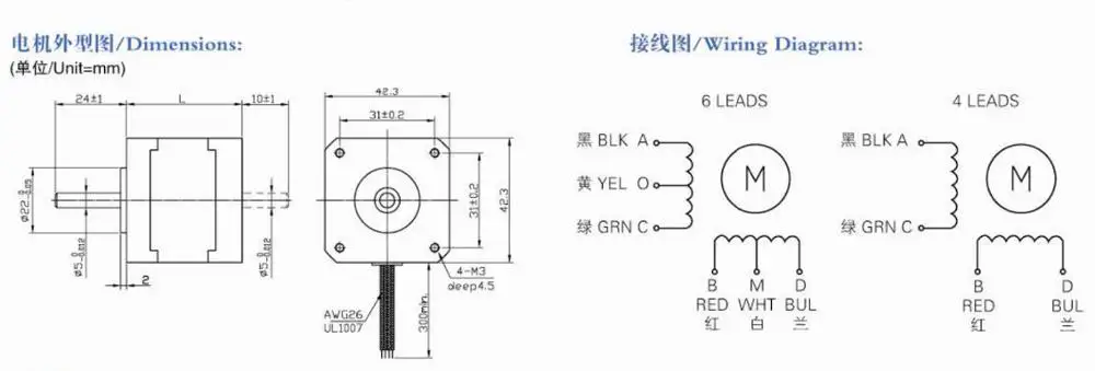 0.9 degree Nema 17 stepper motor 34mm 0.3A 0.15N.m 42HM34-0316 Nema17 stepper motor 1.58kg.cm for 3D printer
0.9 degree Nema 17 stepper motor 34mm 0.3A 0.15N.m 42HM34-0316 Nema17 stepper motor 1.58kg.cm for 3D printer