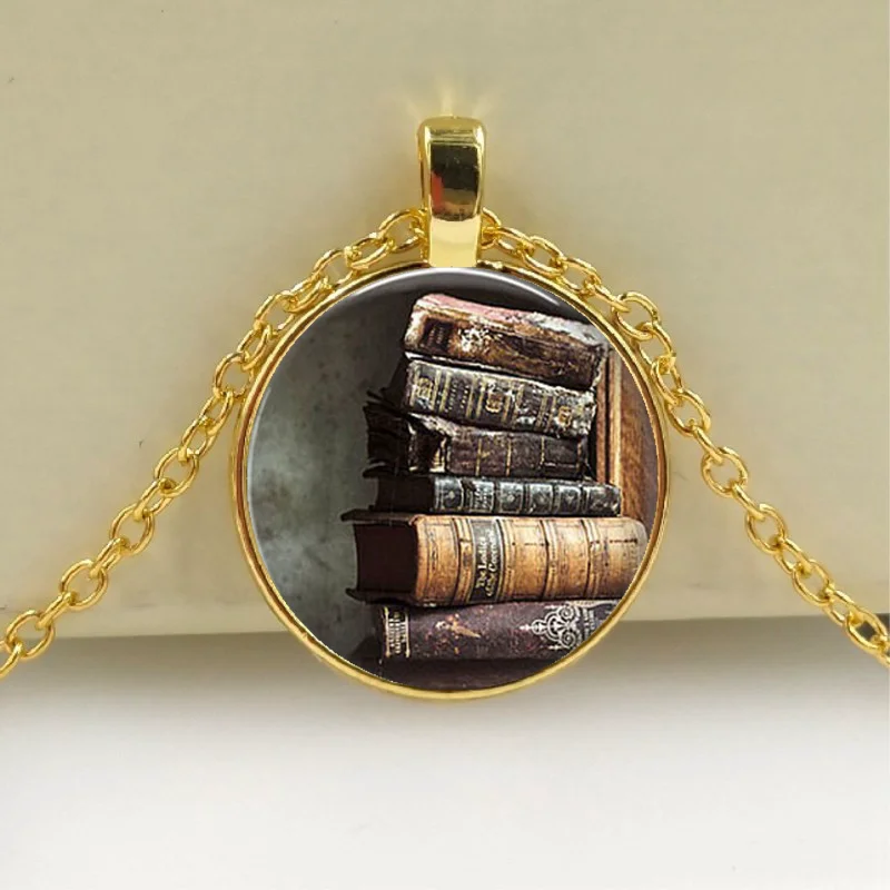 New Trendy Stack Of Antique Books Pendant Necklace Vintage Book Jewelry Glass Cabochon Pendants Gift For Reader Or Writer
New Trendy Stack Of Antique Books Pendant Necklace Vintage Book Jewelry Glass Cabochon Pendants Gift For Reader Or Writer