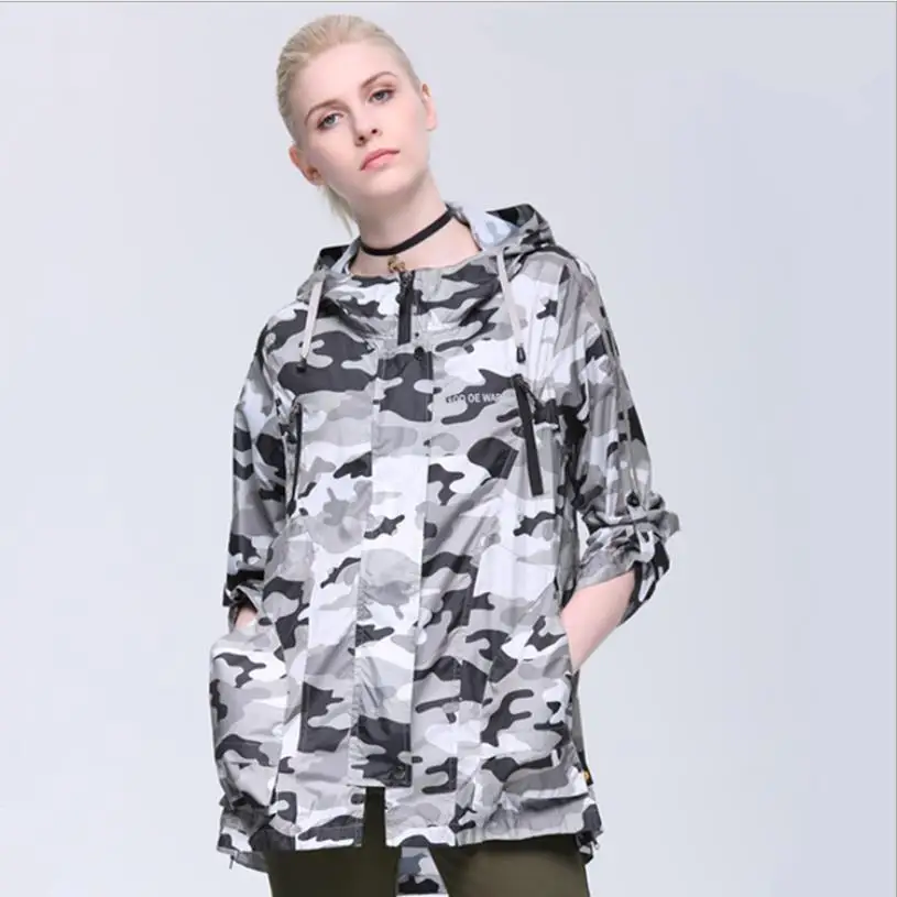 

Military style Jacket 2020 New Arrival Female Sunscreen waterproof Jacket Chaquetas Camouflage hooded Mujer Jackets Wq921