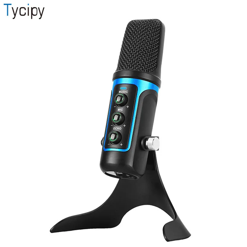Tycipy Studio вертикальный конденсатор микрофон с в реальном времени Mic 3 5 мм USB