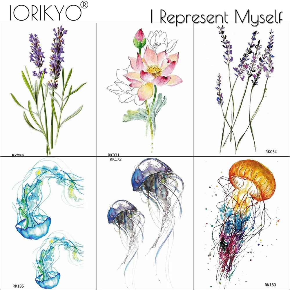 IORIKYO Flash Lavender Hands Temporary Tattoos Women Arm Lotus Jellyfish Tattoo Sticker Kids Flower Waterproof Sexy Girls Tatoos
IORIKYO Flash Lavender Hands Temporary Tattoos Women Arm Lotus Jellyfish Tattoo Sticker Kids Flower Waterproof Sexy Girls Tatoos