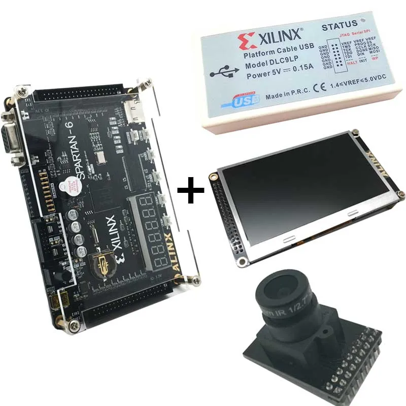 Xilinx FPGA video processing kit XC6SLX9 development board + Platform USB Download Cable+4.3 inch TFT LCD+OV5640 Camera XL017
Xilinx FPGA video processing kit XC6SLX9 development board + Platform USB Download Cable+4.3 inch TFT LCD+OV5640 Camera XL017