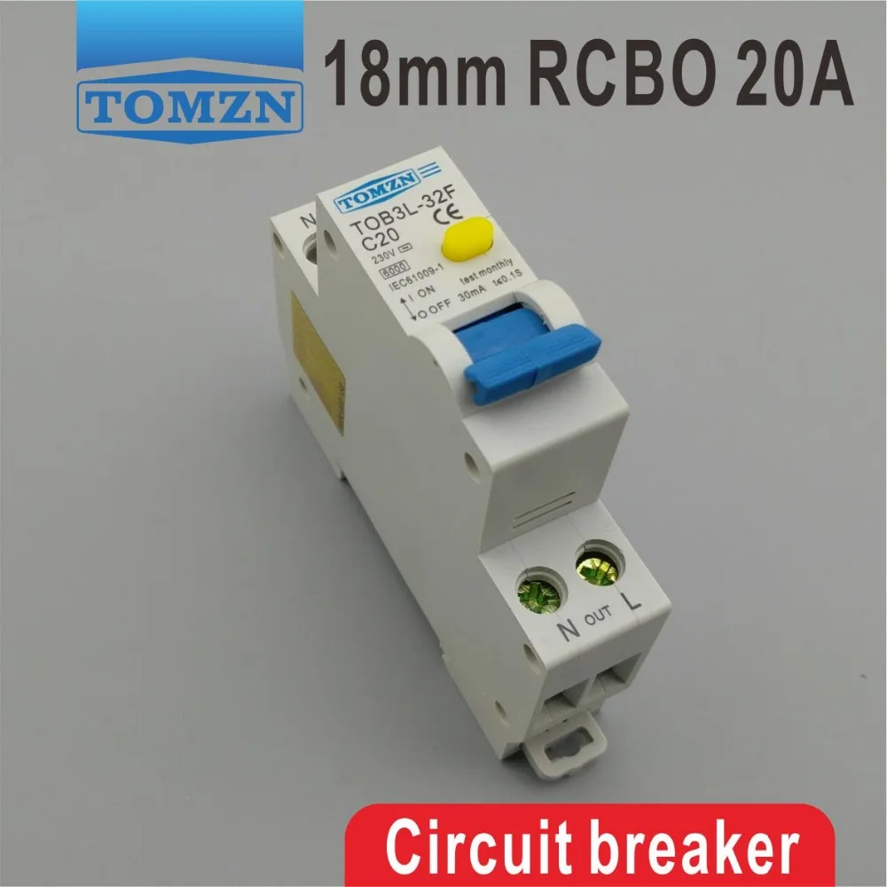 TOB3L-32F 18MM RCBO 20A 1P+N 6KA Residual current Circuit breaker with over current and Leakage protection
TOB3L-32F 18MM RCBO 20A 1P+N 6KA Residual current Circuit breaker with over current and Leakage protection