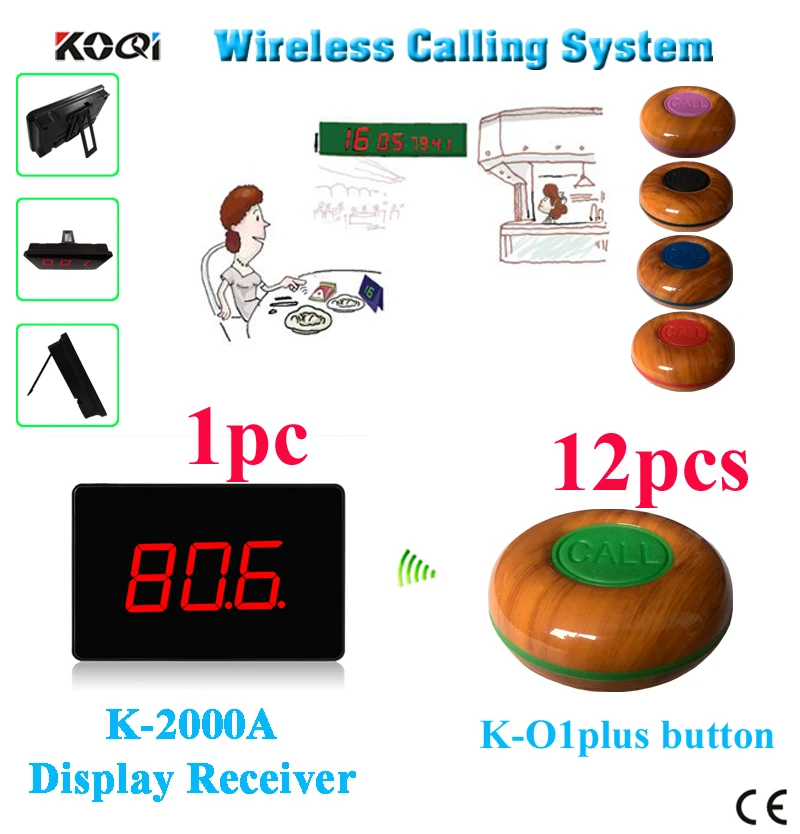 Electronic number calling system 1 counter display receiver 12 customer buzzers 433.92mhz
Electronic number calling system 1 counter display receiver 12 customer buzzers 433.92mhz
