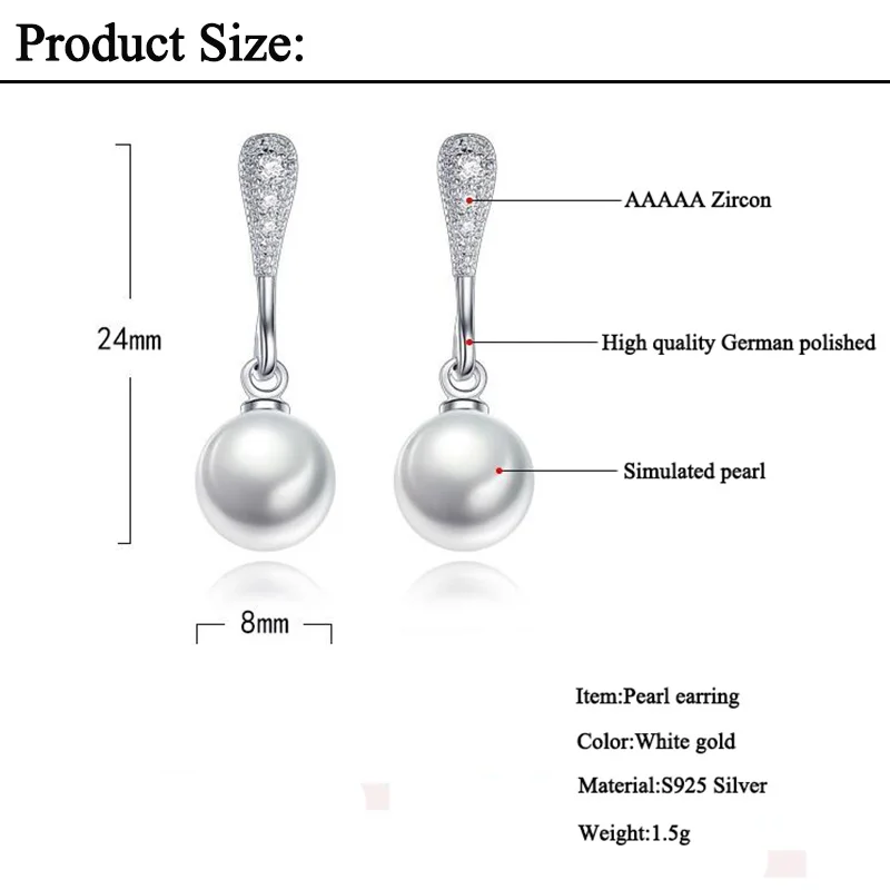 JYouHF New Fashion 8mm Pearl Earrings Women Bijoux Female Classic White Gold Plated Water Droplets Earrings Jewelry for Women
JYouHF New Fashion 8mm Pearl Earrings Women Bijoux Female Classic White Gold Plated Water Droplets Earrings Jewelry for Women