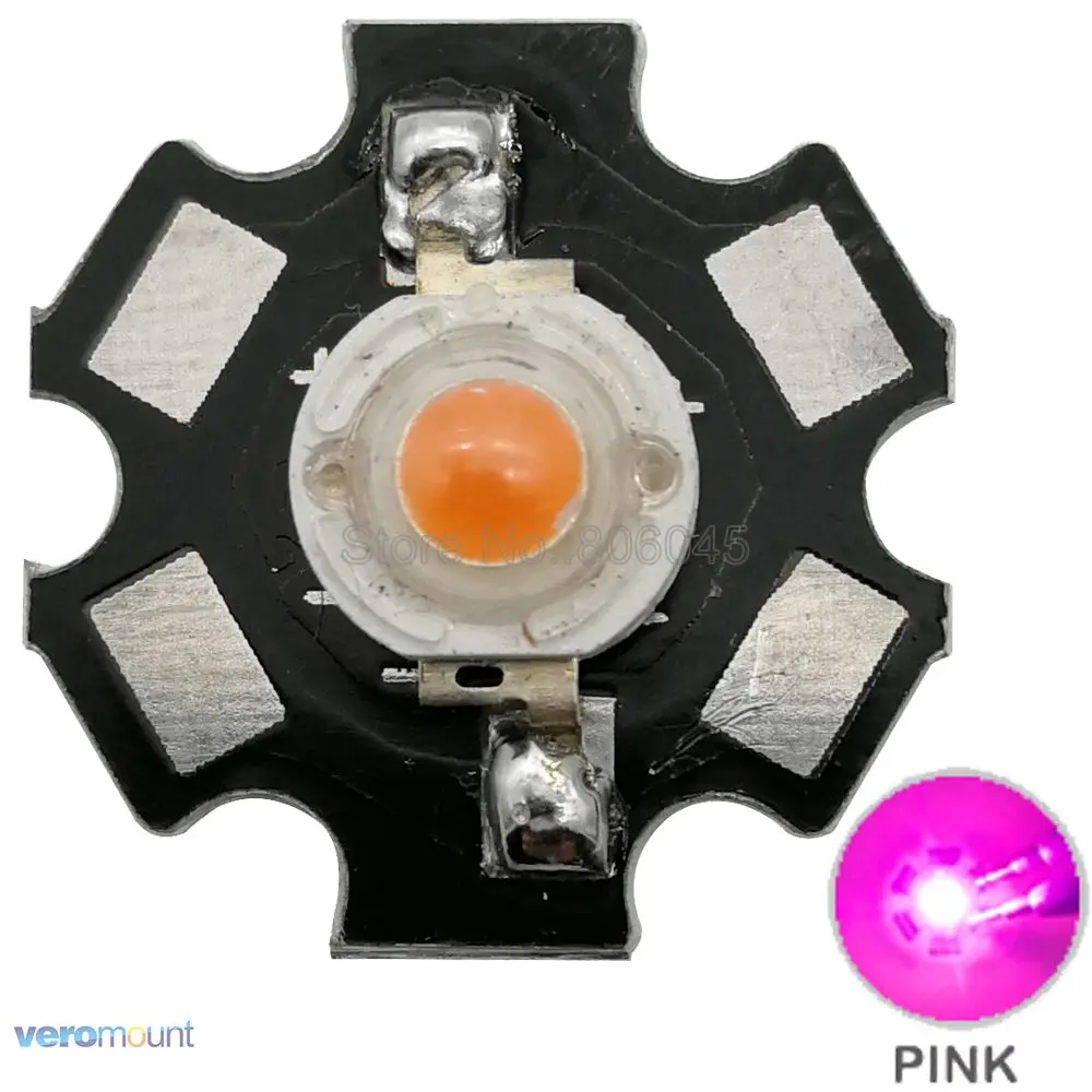 

10PCS 3W Pink High Power LED Bead Emitter DC3.2-3.4V 700mA 40-50LM with 20mm Star PCB