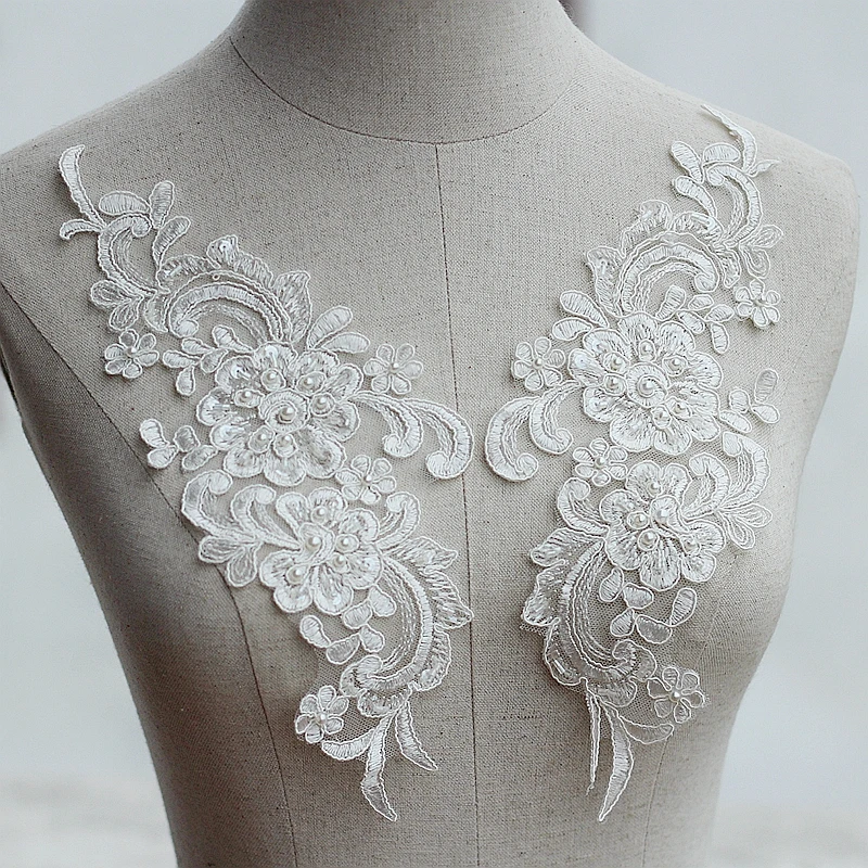 Ivory Alencon Lace Applique Beaded Sequined Patch For Wedding Supplies Bridal Hair Flower Headpiece 1 pair
Ivory Alencon Lace Applique Beaded Sequined Patch For Wedding Supplies Bridal Hair Flower Headpiece 1 pair