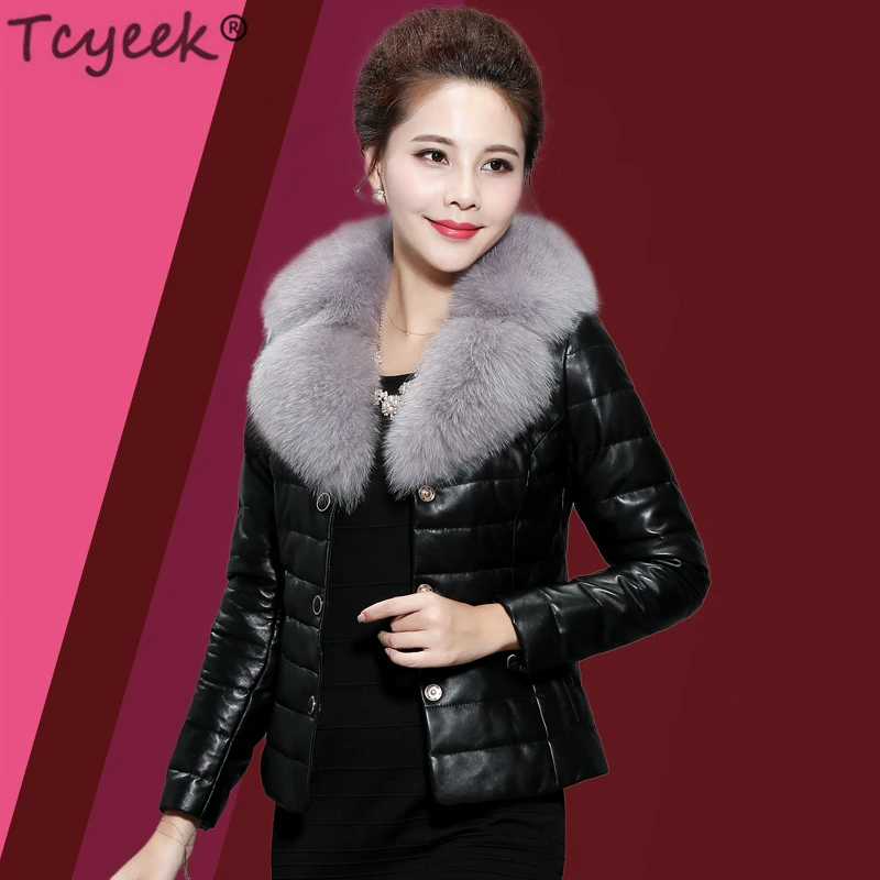 Tcyeek Genuine Leather Jacket Women Winter Down Coat Female Real Fox Fur Collar Natural Sheepskin Outwear Slim Coats LWL1205
Tcyeek Genuine Leather Jacket Women Winter Down Coat Female Real Fox Fur Collar Natural Sheepskin Outwear Slim Coats LWL1205