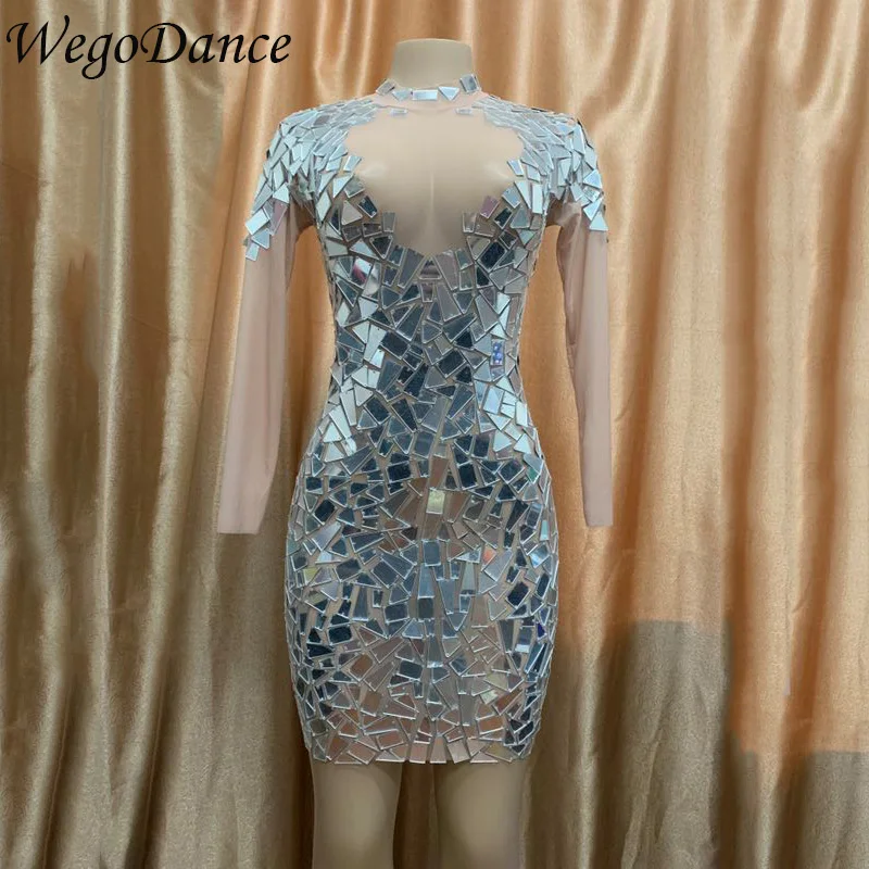 Hot Sale New Women Sexy Mesh Mirrors Dress Sequins Big Stretch Costume Stage Dance Wear See Through Evening Birthday Dresses
Hot Sale New Women Sexy Mesh Mirrors Dress Sequins Big Stretch Costume Stage Dance Wear See Through Evening Birthday Dresses