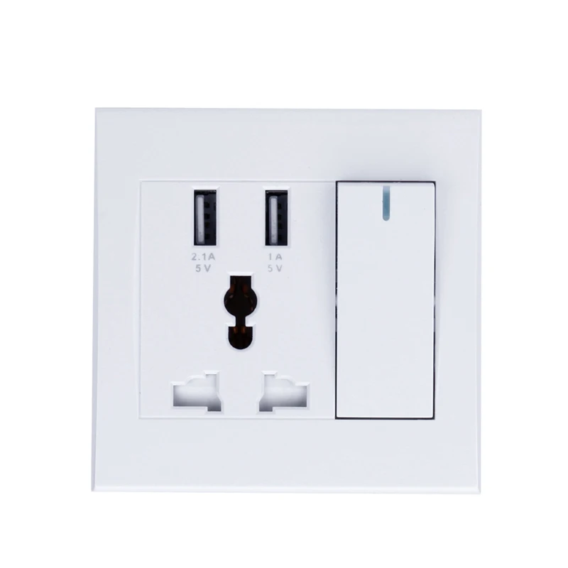 Universal Socket 5V 1000-2100mA USB Wall Socket 86 Type Concealed Dual USB with Switch for Family and Office Electrical Sockets
Universal Socket 5V 1000-2100mA USB Wall Socket 86 Type Concealed Dual USB with Switch for Family and Office Electrical Sockets