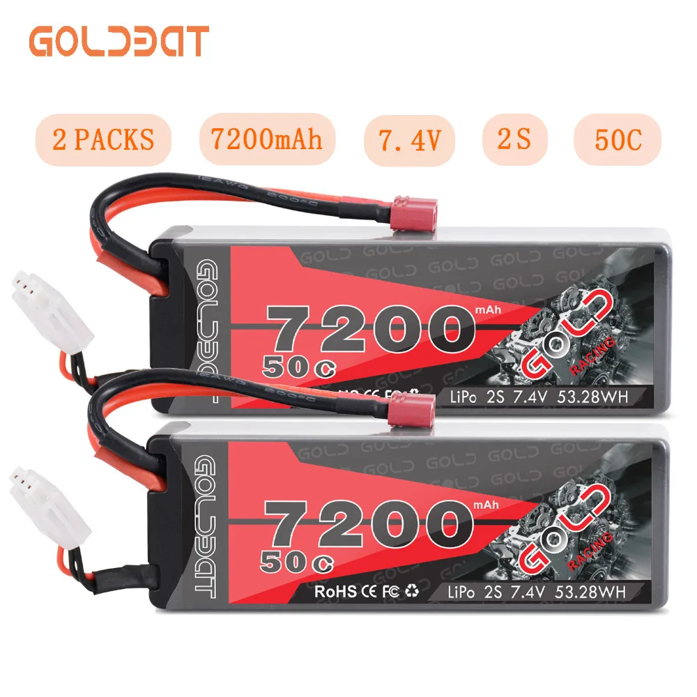 2 единицы GOLDBAT 7200mAh LiPo батарея для RC 2S 50C 7 4 V с Т образной вилкой автомобиля