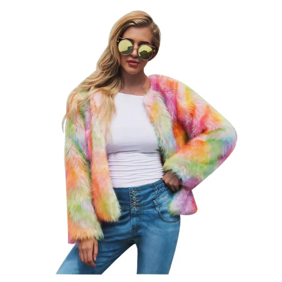 Colorful Shiny Faux Fur coat Women with Round neck long sleeve Party Costume Space Costume Disco Women's fur jacket coats
Colorful Shiny Faux Fur coat Women with Round neck long sleeve Party Costume Space Costume Disco Women's fur jacket coats