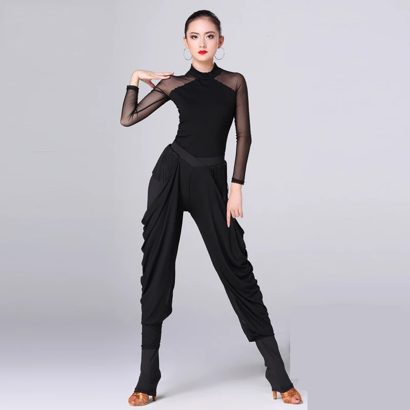 Latin Dance Skirt Trousers Child Adult Modern New Body Dress Tassel Net Uniform DQT1046 | Тематическая одежда и униформа