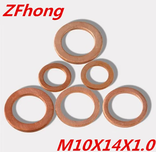 Плоская медная шайба толщина прокладки 100 мм 1 0 шт. M10 * 14*1 0|flat washer|copper flat washerswasher gasket