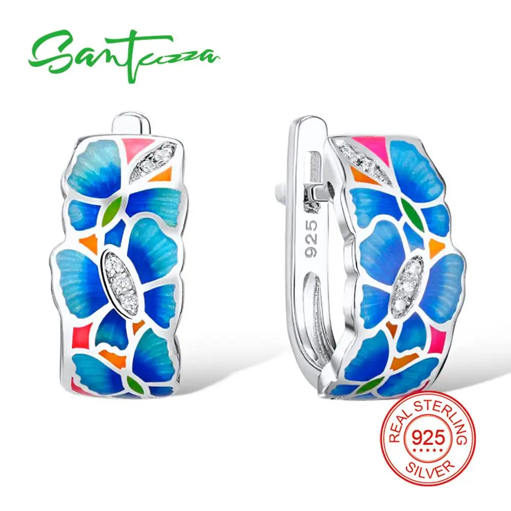 SANTUZZA Silver Earrings For Women 925 Sterling Silver Stud Flower Earrings with Stones Cubic Zirconia brincos Jewelry enamel
SANTUZZA Silver Earrings For Women 925 Sterling Silver Stud Flower Earrings with Stones Cubic Zirconia brincos Jewelry enamel