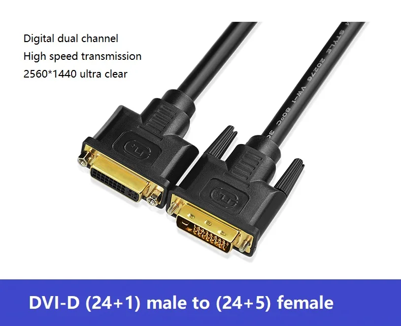 Кабель-удлинитель DVI Φ 24 + 1 штекер на 24 + 5 гнездовой кабель полностью подключен к двухканальному кабелю
Кабель-удлинитель DVI Φ 24 + 1 штекер на 24 + 5 гнездовой кабель полностью подключен к двухканальному кабелю