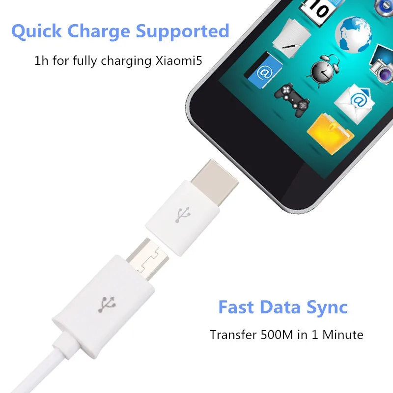 2 шт. адаптер Type-C для Micro USB SAMSUNG Galaxy C7/C7 Pro/C9/C9 Pro/S конвертер быстрое зарядное