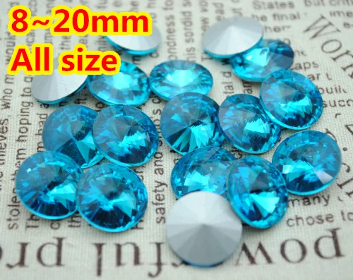 100pcs/lot Aquamarine Color 8mm,10mm,12mm,14mm,16mm,18mm,20mm Chinese Top Quality Round Fancy Stone Rivoli glass beads
100pcs/lot Aquamarine Color 8mm,10mm,12mm,14mm,16mm,18mm,20mm Chinese Top Quality Round Fancy Stone Rivoli glass beads