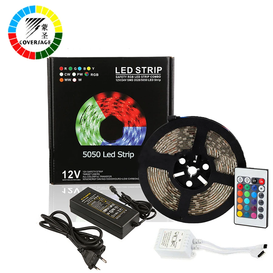 Coversage RGB 5050 Led Strip 5M 300Leds IP65 Waterproof Light Ceiling DC12V 60Leds/M With Remote Controller Home Decoration Lamp
Coversage RGB 5050 Led Strip 5M 300Leds IP65 Waterproof Light Ceiling DC12V 60Leds/M With Remote Controller Home Decoration Lamp