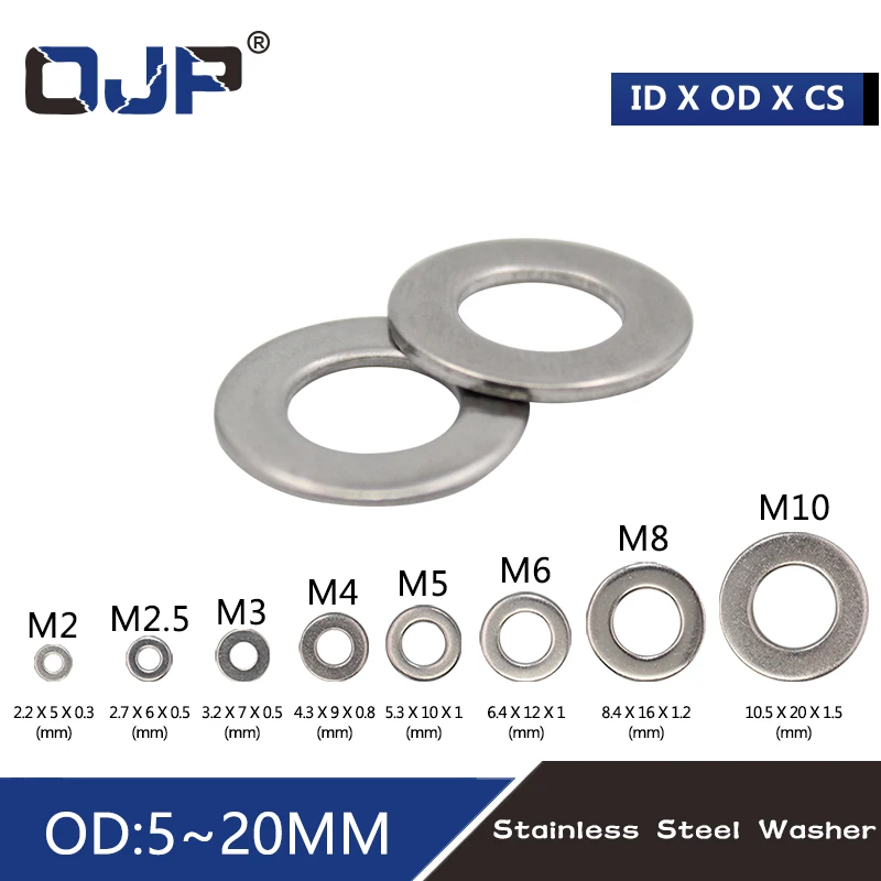 100pcs M2 M2.5 M3 M4 M5 M6 M8 M10 DIN9021 GB96 304/A2-70 Stainless Steel Flat Machine Washer Plain Washer Flat gasket Rings
100pcs M2 M2.5 M3 M4 M5 M6 M8 M10 DIN9021 GB96 304/A2-70 Stainless Steel Flat Machine Washer Plain Washer Flat gasket Rings