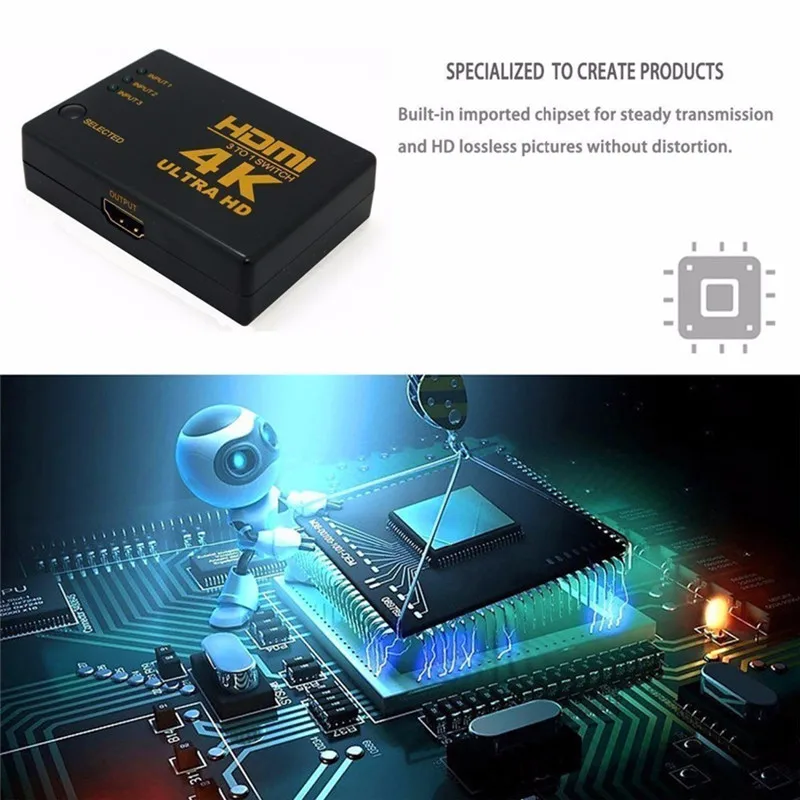 4K * 2K совместимому с HDMI переключатель сплиттер 3 в 1 из HD аудио-видео конвертер