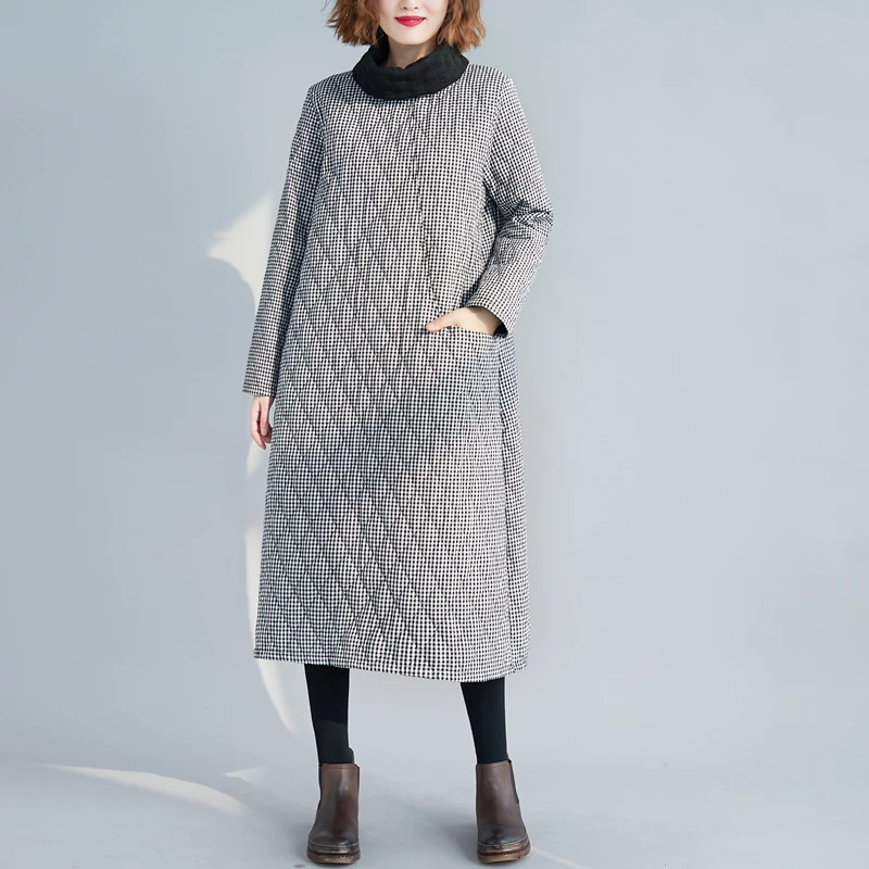 2019 Cotton New autumn winter Ethnic style Vintage long sleeve turtleneck dress women thick large size Plaid dress M-4XL cc600
2019 Cotton New autumn winter Ethnic style Vintage long sleeve turtleneck dress women thick large size Plaid dress M-4XL cc600
