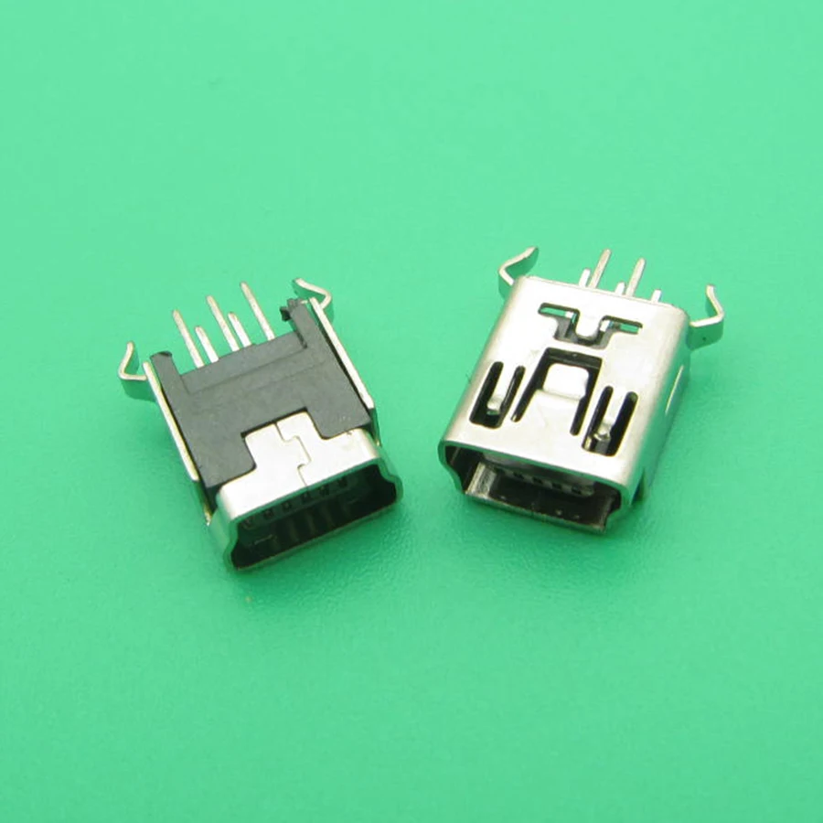 10 шт. мини USB Тип B гнездовой 5-контактный DIP вертикальные ноги PCB 180 градусов разъем