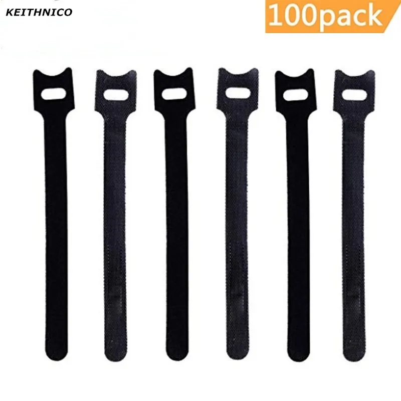 

100 Pcs Reusable Fastening Cable Ties Wire Organizer Straps 12x200 12x300mm Hook and Loop Adhesive Cord Management Cable Winder