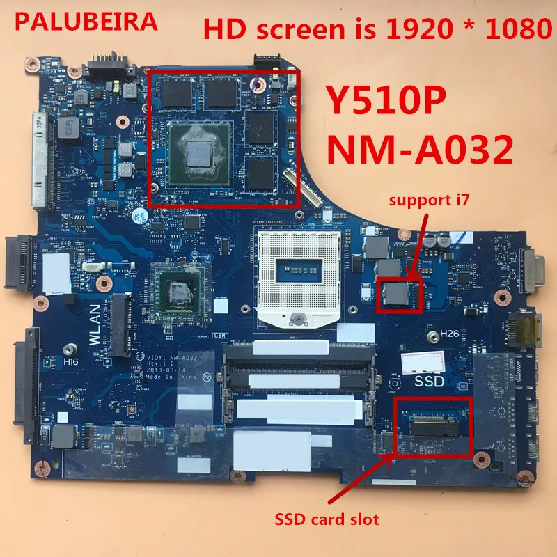 HD-экран ddrbeira 1920*1080 SSD слот для карты VIQY1 NM-A032 ноутбука Lenovo Y510P SSD-карта тестовая