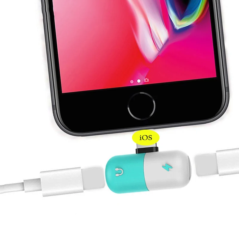Аудио сплиттер для наушников iPhone 7 8 X XS XR адаптер зарядки музыка двойной конвертер
