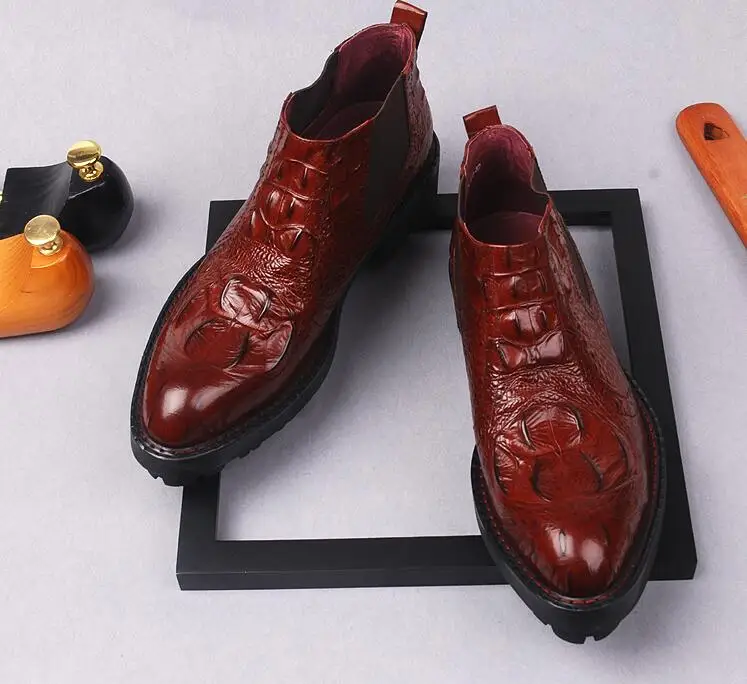 Alligator Pattern Men's Dress Shoes Ankle Boots Elastic Band Slip On Chunky Heel Height Increasing Casual Shoes Martin Boots
Alligator Pattern Men's Dress Shoes Ankle Boots Elastic Band Slip On Chunky Heel Height Increasing Casual Shoes Martin Boots