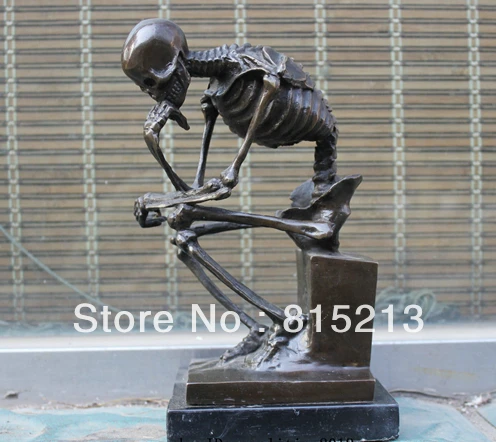 bi00631 10'' Signed Exquisite Marble Base Bronze Statue Skeleton Thinker Art Sculpture
bi00631 10'' Signed Exquisite Marble Base Bronze Statue Skeleton Thinker Art Sculpture