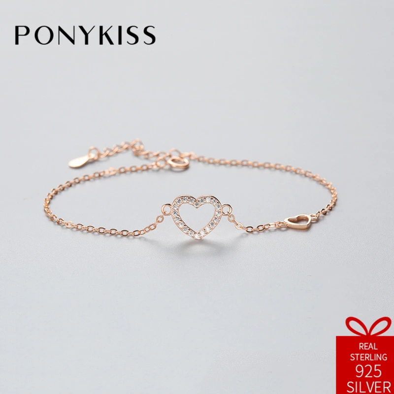 PONYKISS, романтичный 100% Стерлинговое Серебро S925 пробы, милый циркон, браслеты с сердцем, ювелирные украшения для женщин, креативный милый подарок на помолвку
PONYKISS, романтичный 100% Стерлинговое Серебро S925 пробы, милый циркон, браслеты с сердцем, ювелирные украшения для женщин, креативный милый подарок на помолвку