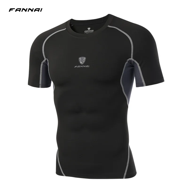 Горячая Распродажа FANNAI 2018 Мужская Спортивная футболка для бега с коротким