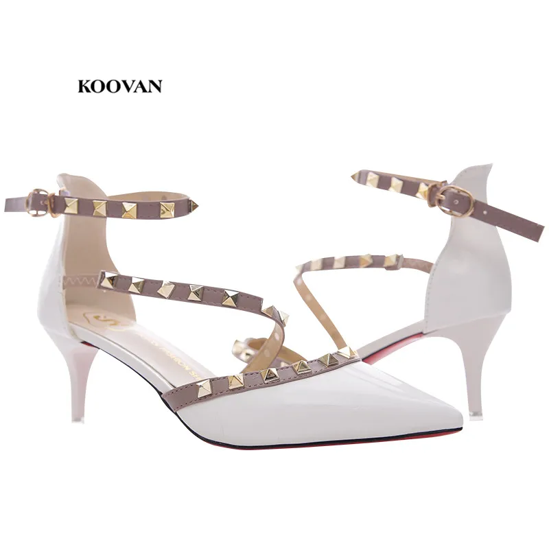 Koovan Women's Sandals 2018 High-heeled Female Pointed Rivets Buckle Nude Colored Patent Leather Sexy Pumps Summer Shoes
Koovan Women's Sandals 2018 High-heeled Female Pointed Rivets Buckle Nude Colored Patent Leather Sexy Pumps Summer Shoes