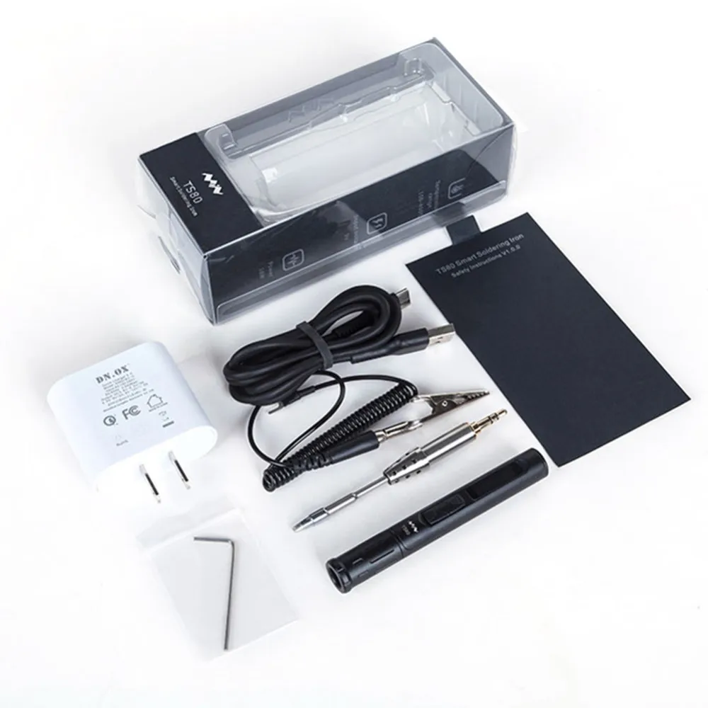 

Mini TS80 Portable Electric Soldering Iron Adjustable Temperature Digital Solder Station OLED Display USB Type C Power Jack