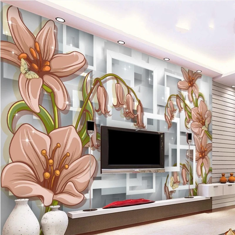 

beibehang Large Custom Wallpaper Mural Romantic Lily Living Room Bedroom Background papel de parede para quarto tapety