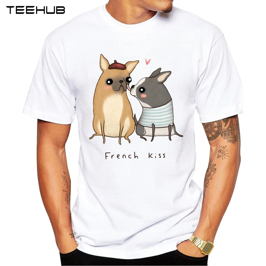 Мужская футболка с надписью Французский Kiss|funny tee|fashion teesmen t-shirt |