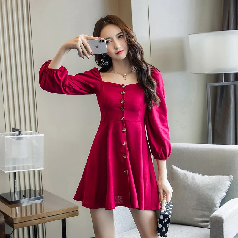 Robe femme fashion moda feminina Брендовое весенне осеннее платье с пышными рукавами для женщин