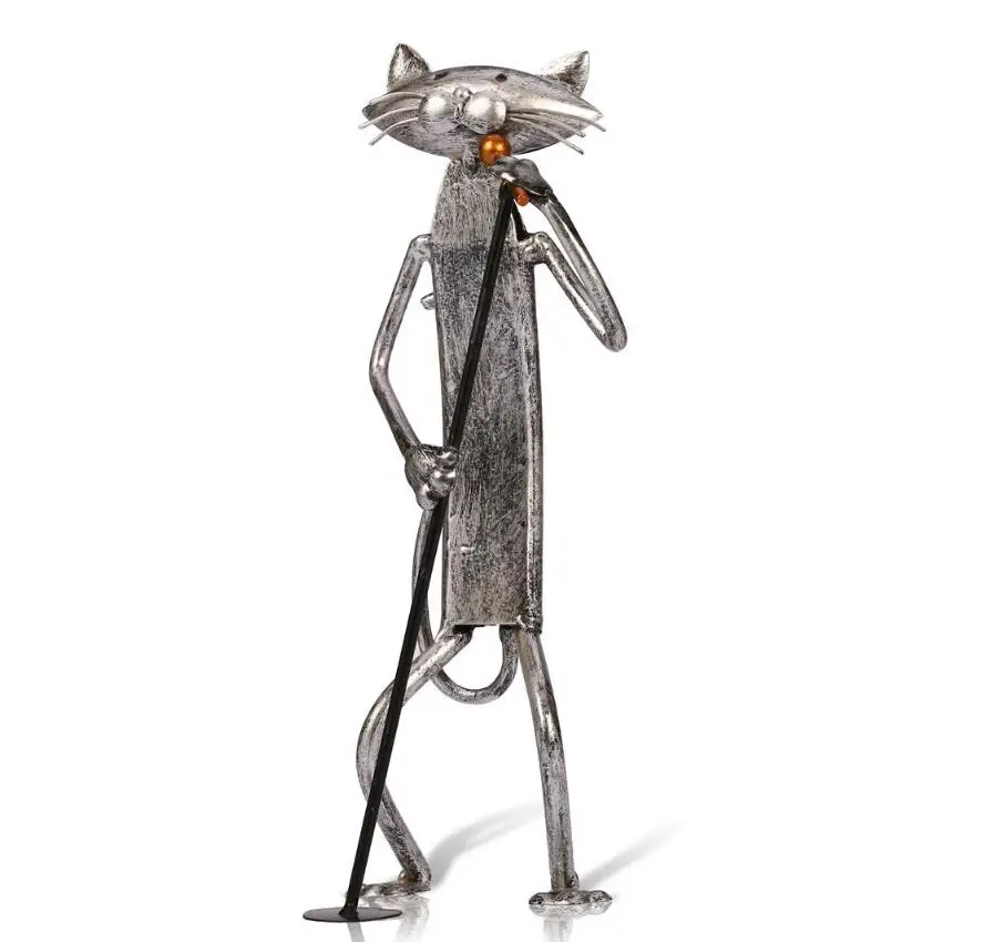 Tooarts Metal Escultura Sculpture A Playing Guitar/Saxophone/Singing Cat Home Furnishing Articles Handicrafts For Art Decor | Дом и сад