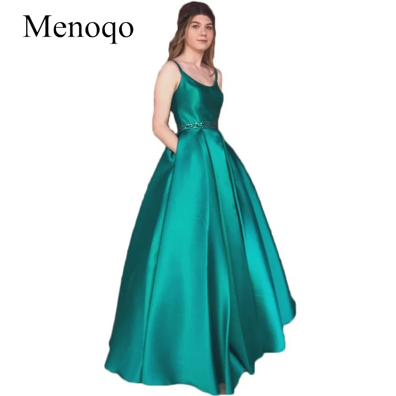Scoop A-Line Prom Gowns Tank Emerald Green Satin Floor Length Prom Dresses with Pockets Simple Long Graduation Wear
Scoop A-Line Prom Gowns Tank Emerald Green Satin Floor Length Prom Dresses with Pockets Simple Long Graduation Wear