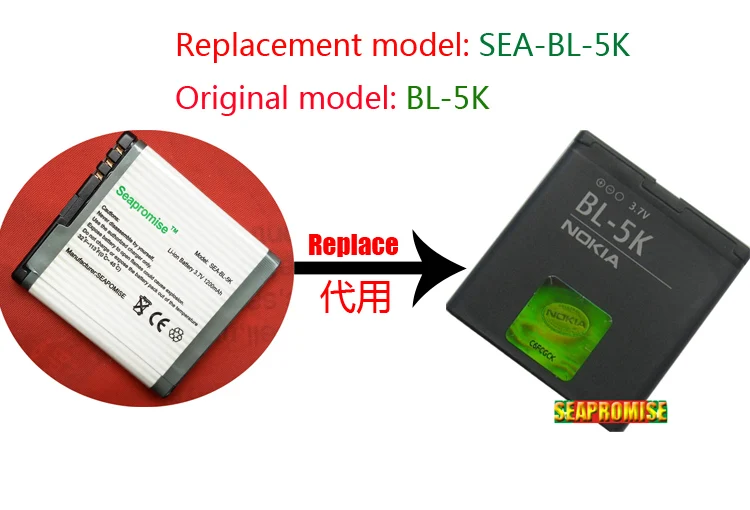 Аккумулятор SEAPROMISE мобильный телефон розничная продажа аккумулятор BL5K для Nokia N85