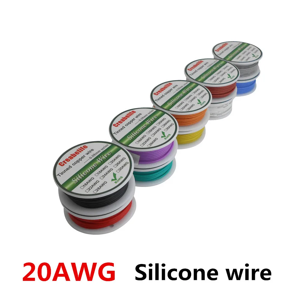 6m 20 AWG Flexible Silicone Wire RC Cable 20AWG OD 1.8mm Line 10 Colors Spool Tinned Pure Copper Wire Electrical Wire
6m 20 AWG Flexible Silicone Wire RC Cable 20AWG OD 1.8mm Line 10 Colors Spool Tinned Pure Copper Wire Electrical Wire
