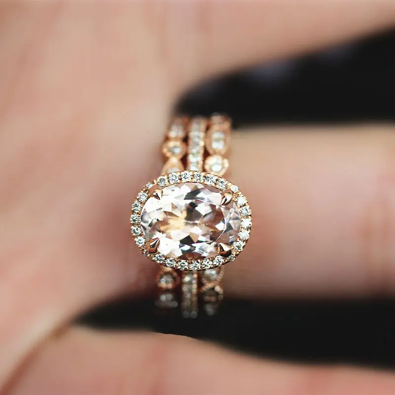 DUPUY Oval Morganite Engagement Ring Full Eternity Art Wedding Ring Conflict Free Diamonds 3 Sets Of Engagement Rings D180370
DUPUY Oval Morganite Engagement Ring Full Eternity Art Wedding Ring Conflict Free Diamonds 3 Sets Of Engagement Rings D180370