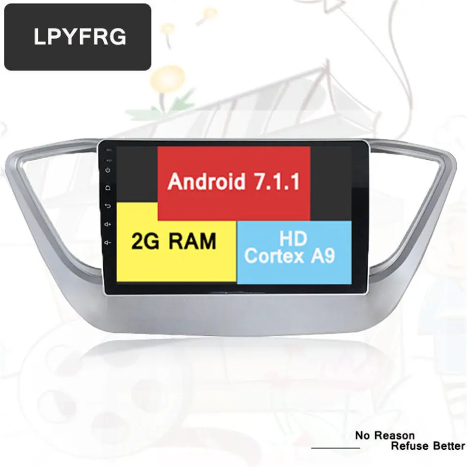 Новый 9 "Android7.1 автомобильный DVD GPS плеер для нового Hyundai Verna 2016 2017 ПК головное